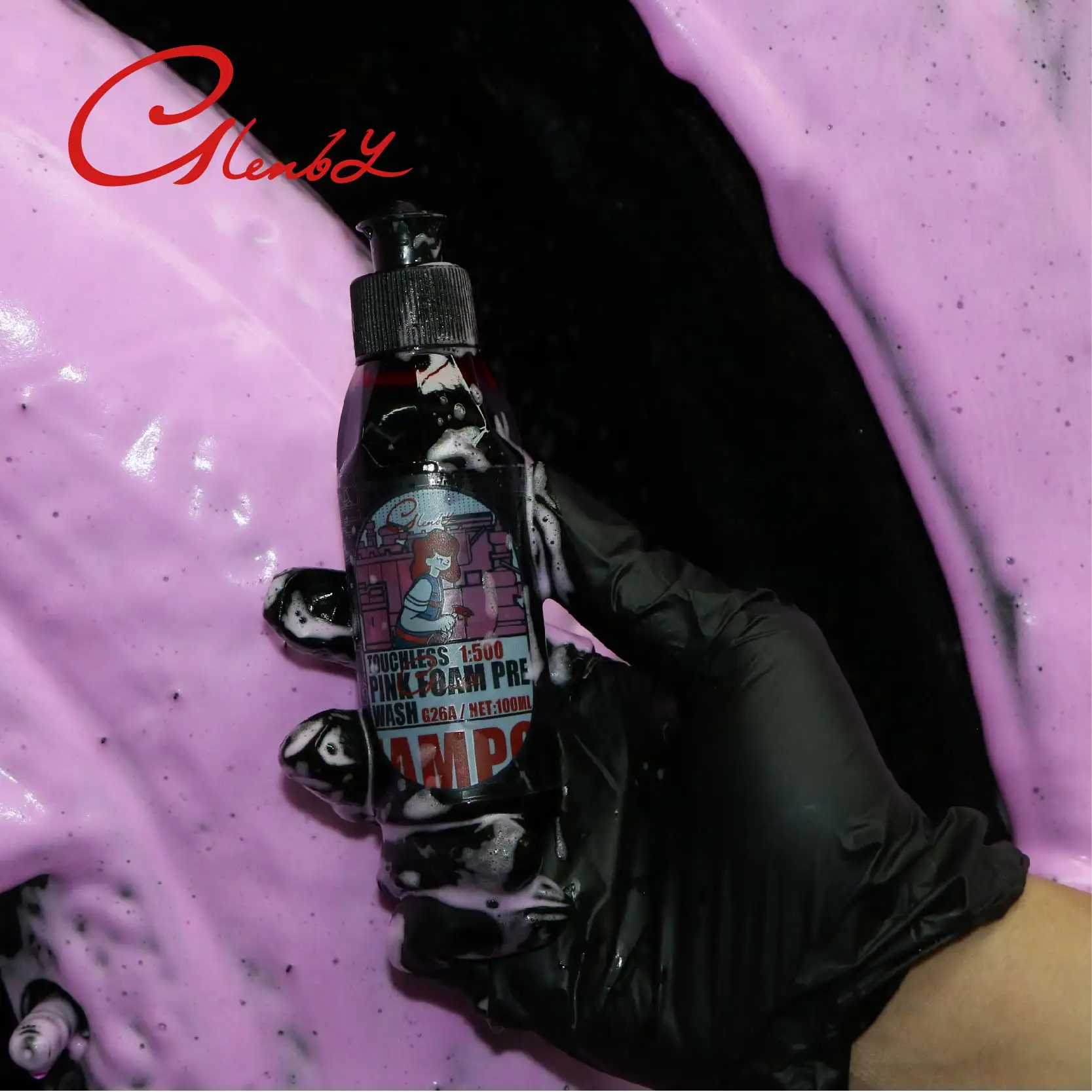 Pink pre-lotion surface cleaning foam car wash soap, removing sediment, suitable for cars, trucks, motorcycles, RVs, etc. 3