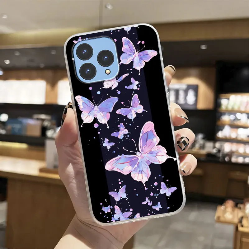 Luxury Transparent Shockproof Silicone Phone Case with Marble Flower Design