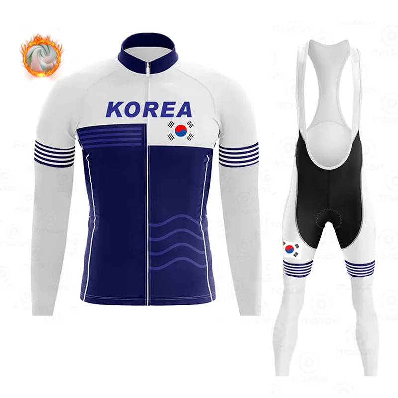 2023Koreanstylelongsleevedwinterwarmfleececyclingjersey