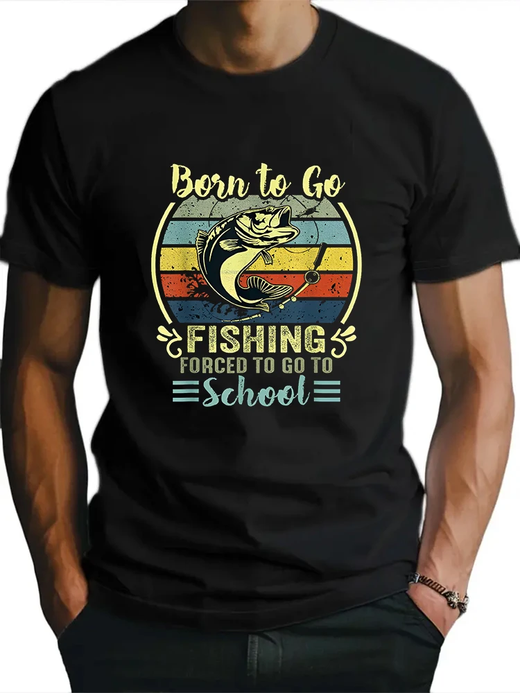

Свободная Мужская футболка Boun To Go Fishings с коротким рукавом, хлопковая Футболка с принтом, модная одежда