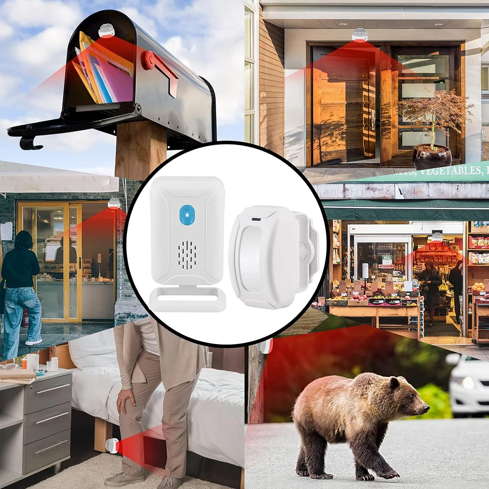 Wireless Motion Sensor Doorbell with Chime for Store Security and Visitor Welcome