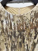 QMQA mode femmes robe de soirée de luxe perle diamant épissé or paillettes taille haute élégante robe Maxi 2025 nouveaux vêtements QM601 5