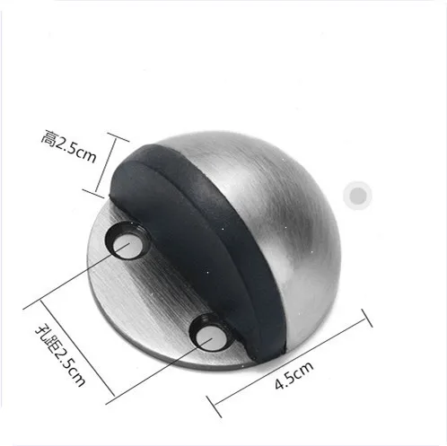 Zinc Alloy Rubber Door Stopper Non Punching Sticker Hidden Door Holder Catch Floor Mounted Nail-free Stop Hardware