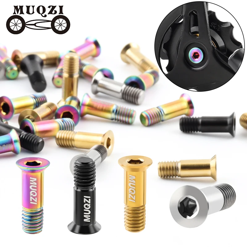 

MUQZI 2PCS Rear Derailleur Pulley M5 Screws MTB Road Bike Jockey Wheel Titanium Alloy Bolts Bicycle Accessories