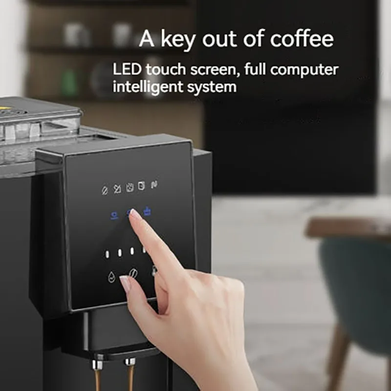 Full Automatic 19 Bar Coffee Maker Coffee Bean Grinder Milk Foam Espresso Coffee Machine Hot Water and Milk Froth 1200W 4