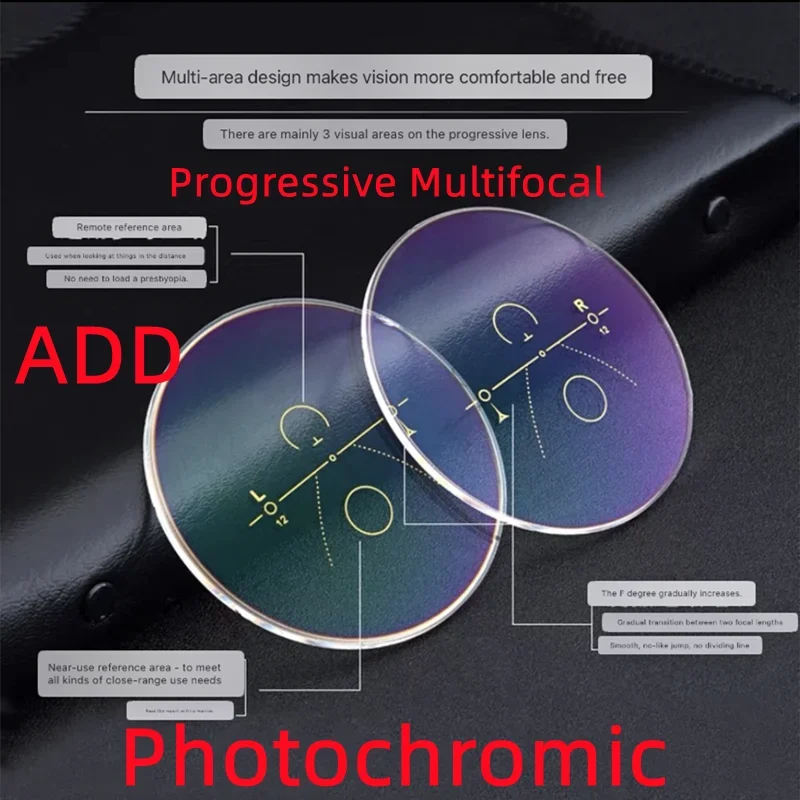 1.56 1.61 1.67ADD Photochromic Progressive Multifocal Reading Glasses Color Lenses For Eyes