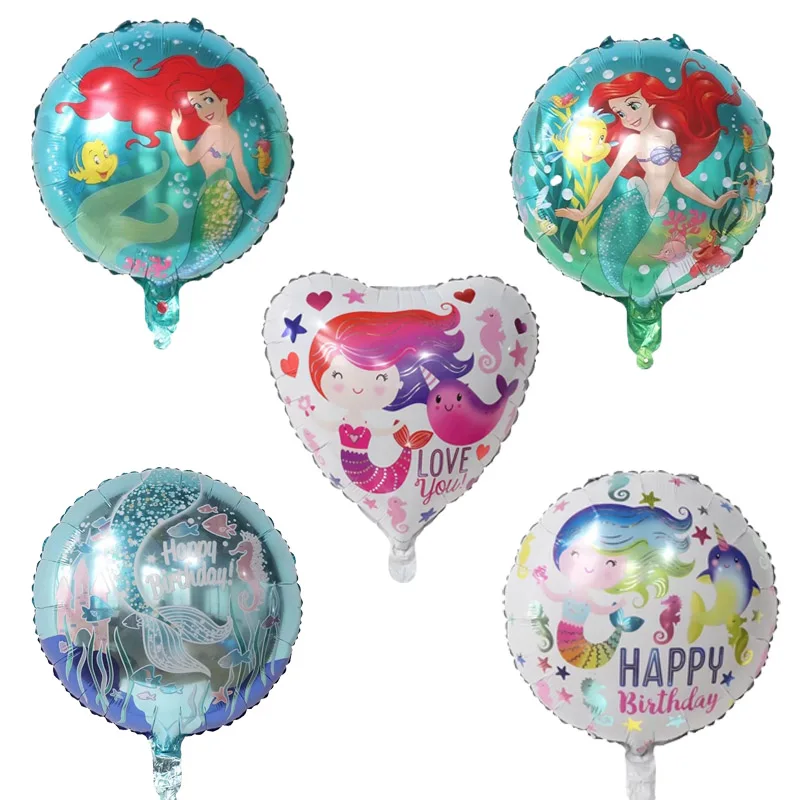 

50pcs 18 Inch Disney Princess Mermaid Ariel Foil Helium Balloons For Girl's Birthday Baby Shower Party Decoration Kids Toys Gift