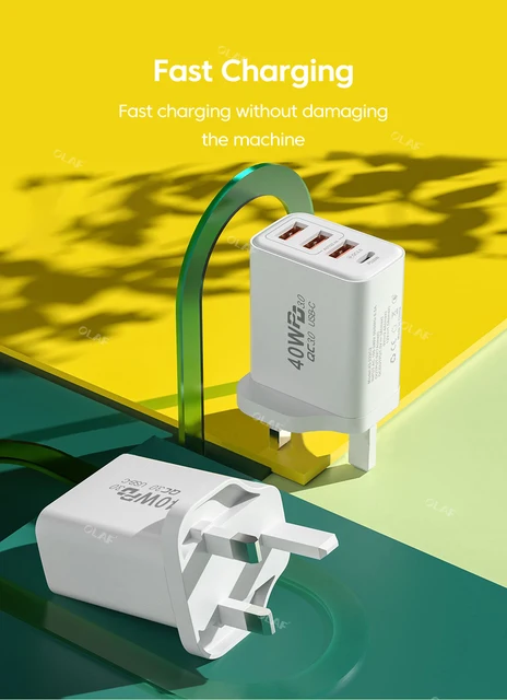 Olaf PD 40W USB Charger QC 3.0 Type C Fast Charging Mobile Phone Power Adapter  3 Port USB C Charger for iPhone 14 Xiaomi Samsung