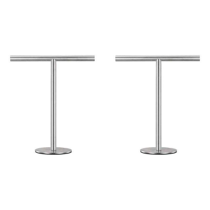 

2X Brushed Finish Standing Towel Rack, Heavy Duty Base, Stainless Steel T-Shaped Hand Towel Stand For Bathroom, Kitchen.