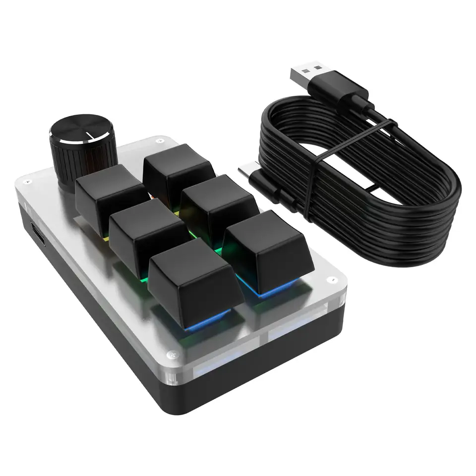 6 Keys 1 Knob RGB Programming Macro Gaming Knob Keypads Mini Custom Programming Keyboard USB Mechanical Keyboard for Photoshop image 7