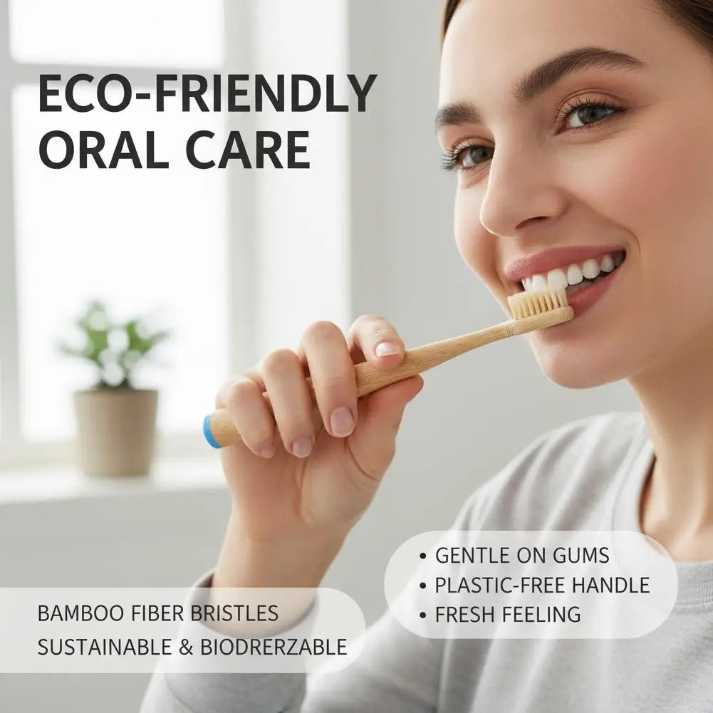 Eco-Friendly Bamboo Toothbrush with Soft Bristles for Sensitive Teeth and Gum Care