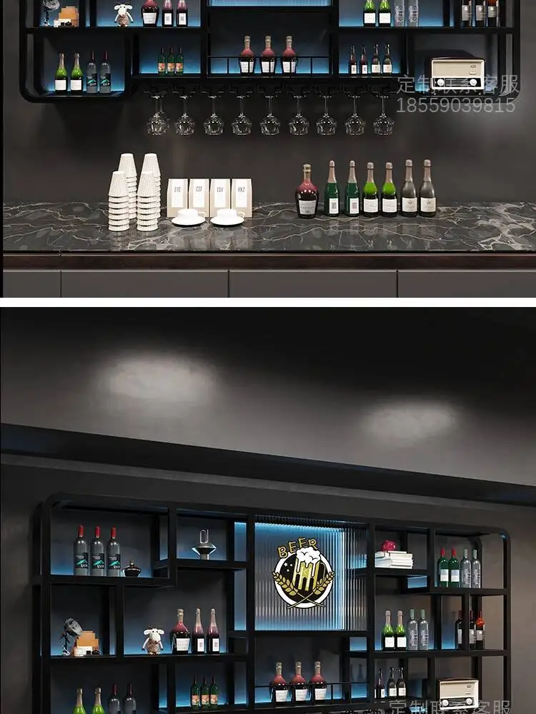 Nightclub Cocktail Display Cabinet Shelf Tall Metal Showcase Alcohol Cabinet Drinks Nordic Glas Vitrinenschrank Bar Furniture image 17