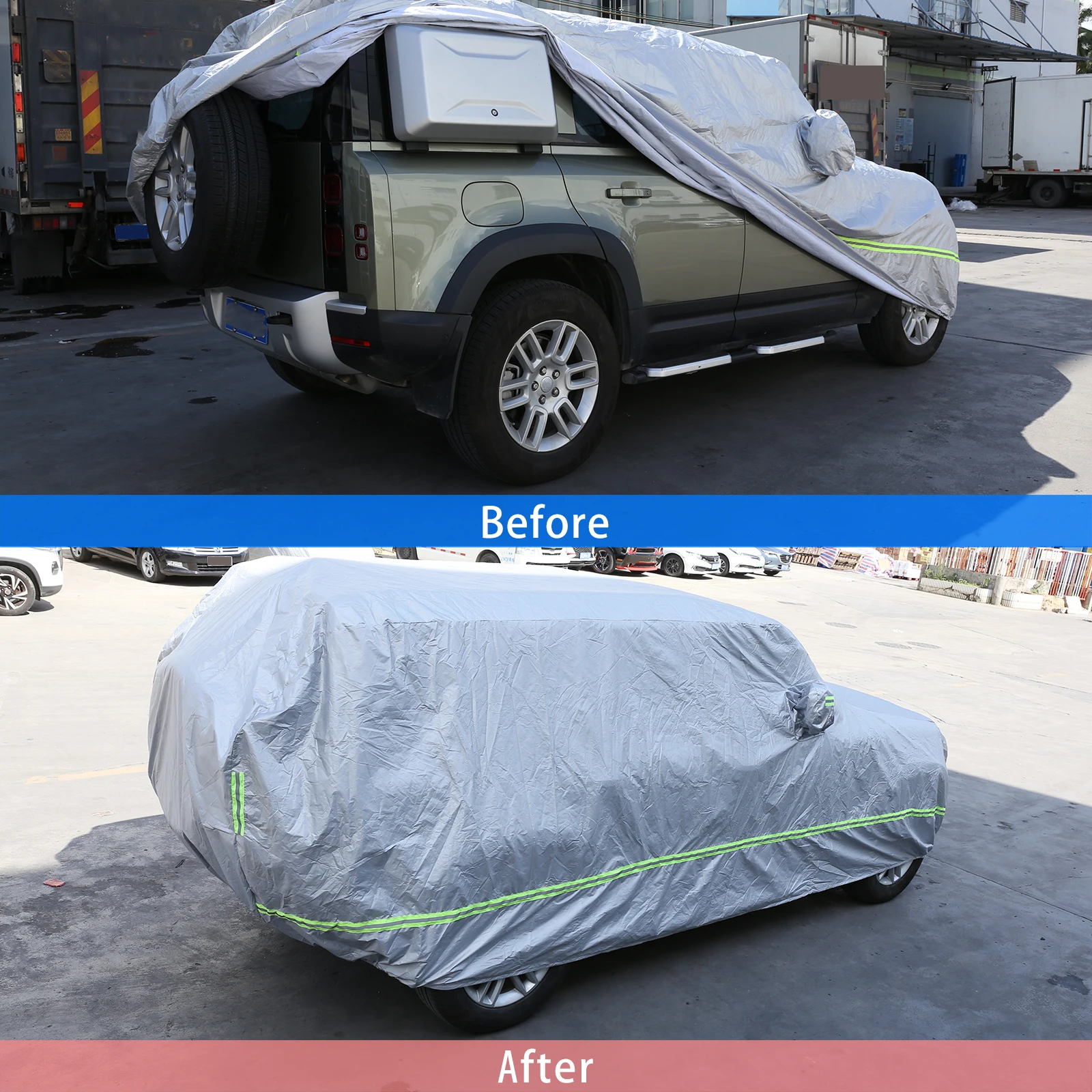 

For Land Rover Defender 110 2004-2022 Full Car Cover SUV Sun Shade Rain Snow Dust Protection Cover Sunshield Sunscreen Curtain
