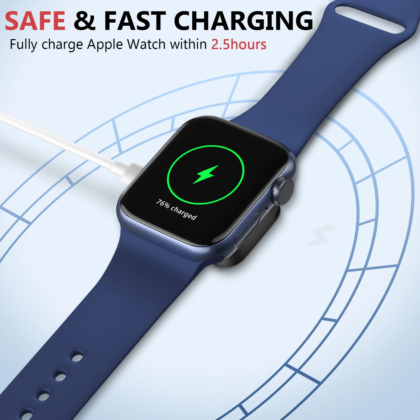 Portable 2 in 1 Magnetic Wireless Charger Key Chain For Apple Watch Series 9 8 7 6 5 4 3 2 SE 8 Pin USB-C Fast Charging Station watch charger usb cable charger