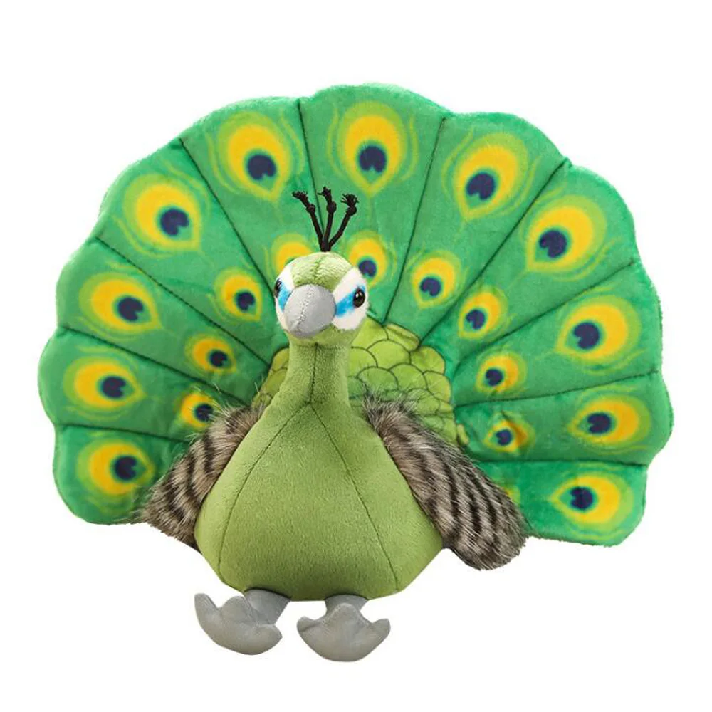 Cartoon Simulation Peacock Stuffed Children Plush Toy 25cm colorful peacock plush toy zoo commemorative feather opening screen doll bird toy send children birthday gifts