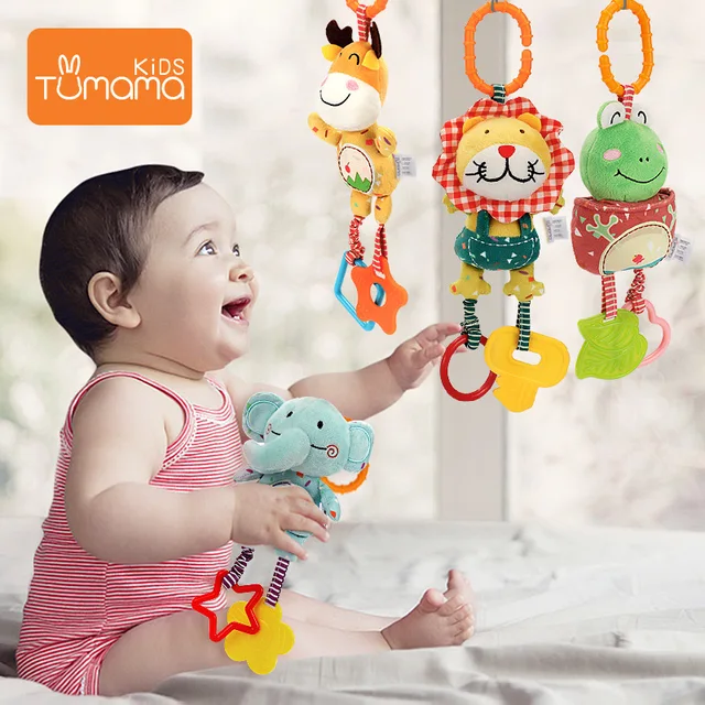 4 Pack Baby Handbells Rattles Soft Plush Development Toys Pram Crib Attachments Hanging Stroller Car Seats for Newborn Infant 2