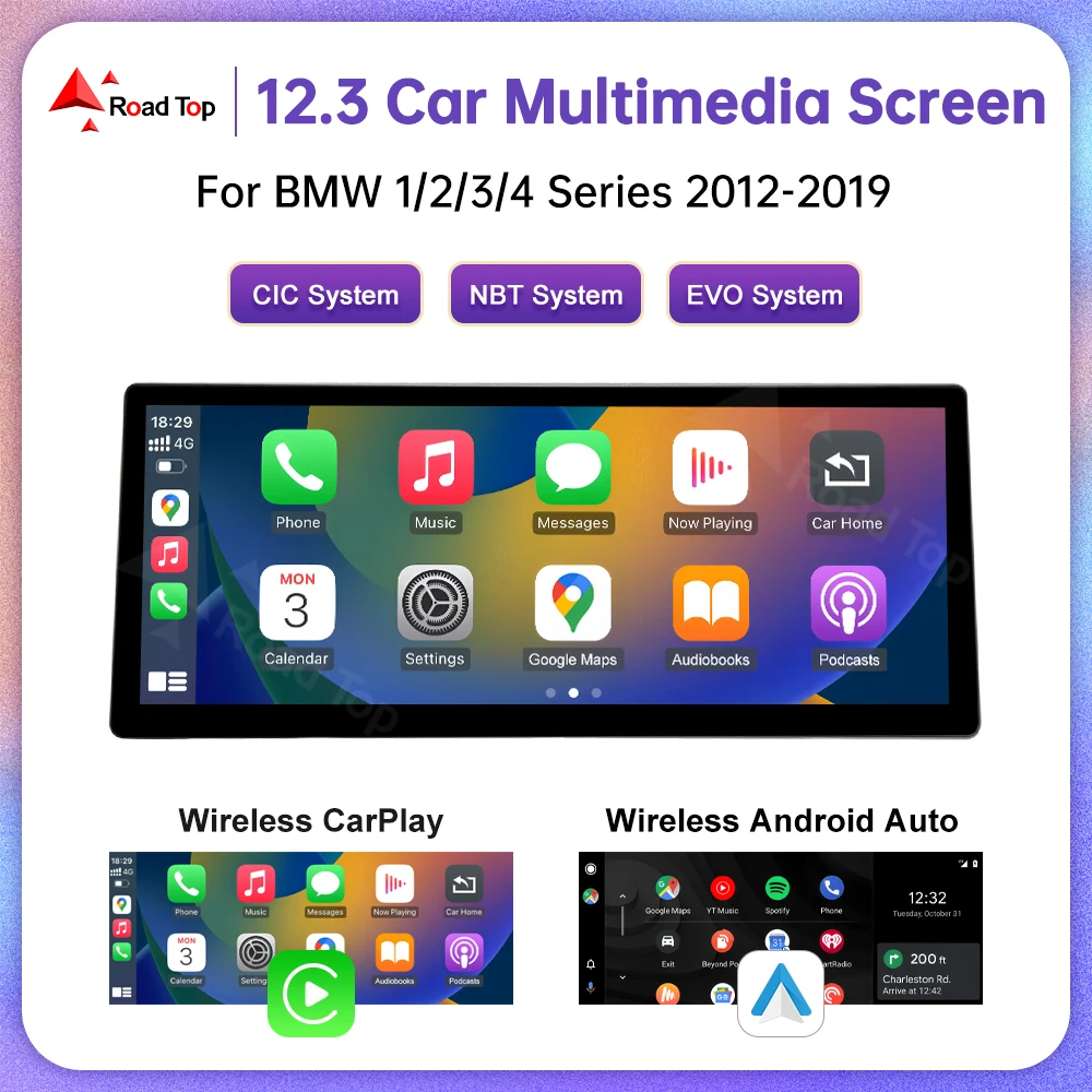 Nueva pantalla táctil Android Auto para BMW Serie 1 2 3 4 F20 F21 F30 F31 F36, Carplay inalámbrico, reproductor de radio multimedia para coche 1