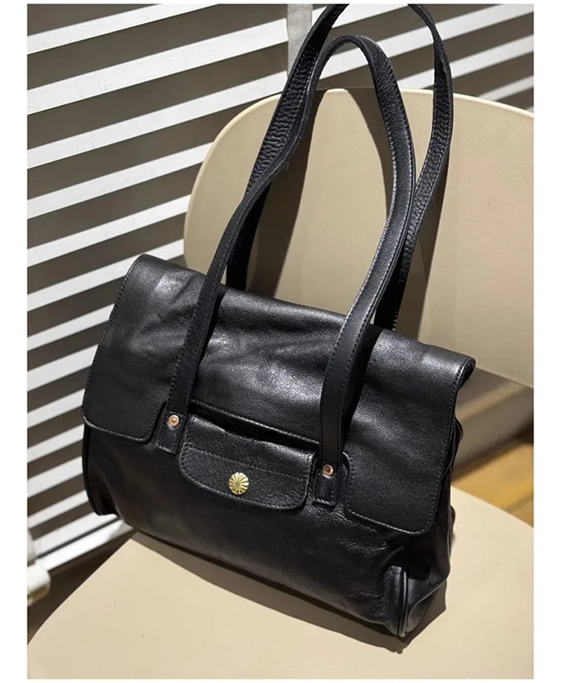Pndme Vintage hochwertige Echt leder Damen Umhängetasche Designer hand gefertigte Luxus echte Rindsleder weibliche Einkaufstasche – Detail 29