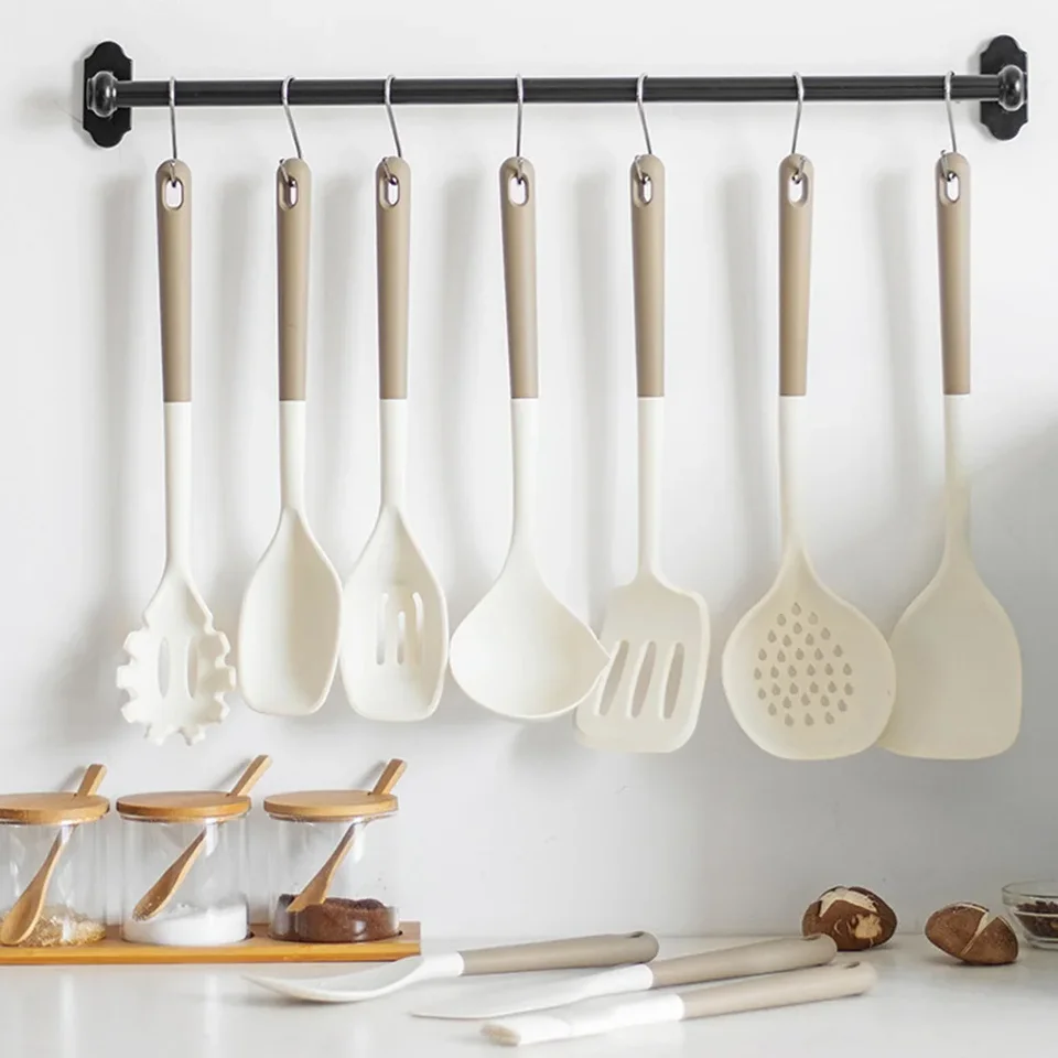 Lot De 3 Ustensiles De Cuisine En Silicone Noir – Cuillères Antiadhésives, Résistantes à La Chaleur (230°C) – Pour Cuisson, Pâtisserie, Mélange