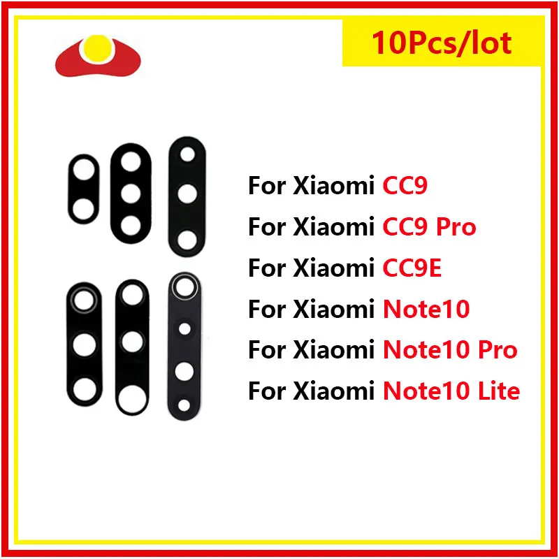 

10Pcs For Xiaomi Mi Note 10 Lite Note10Pro CC9 PRO CC9e Back Rear Camera Glass Lens With Glue Sticker Adhesive