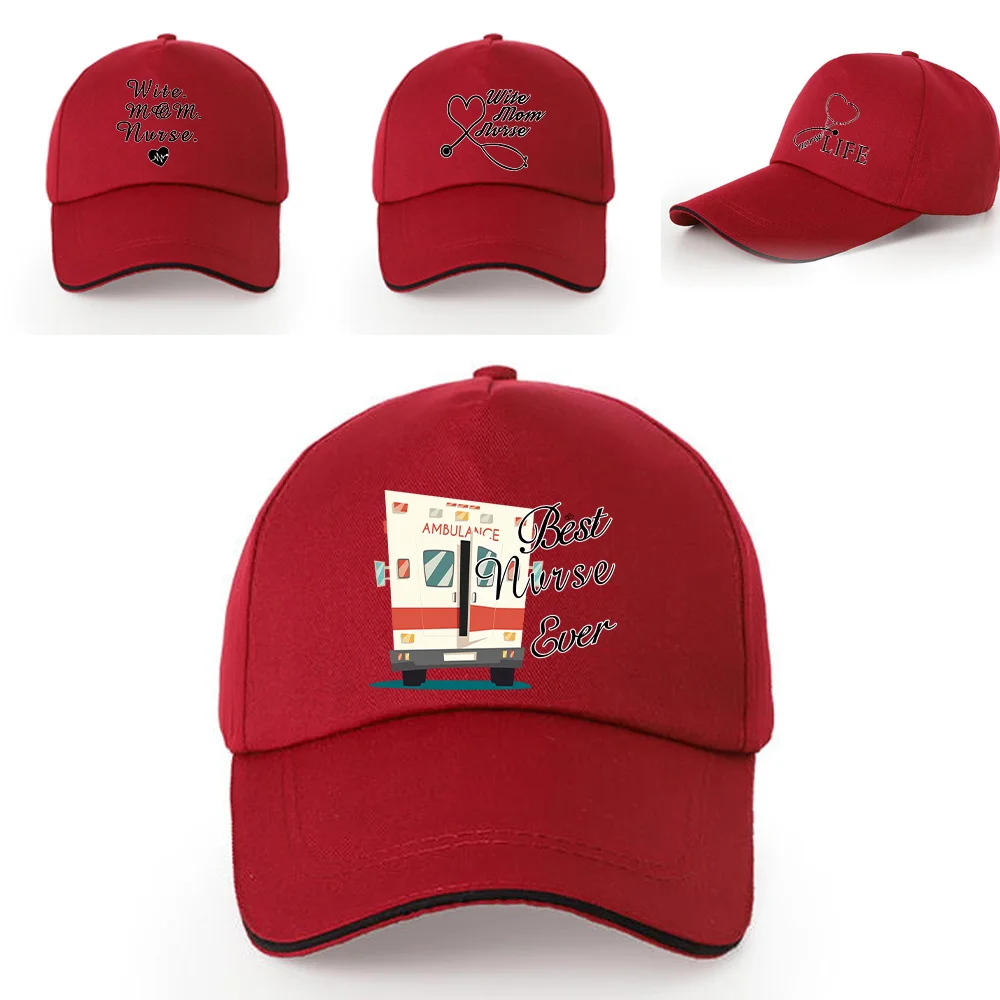 

2022 Unisex Adjustable All Cotton Baseball Cap Summer Sunscreen Visors Hats Nurse Print Snapback Hat Street Casual Hip Hop Caps