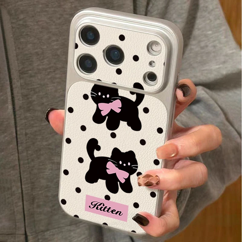 Adorable Pink Paw Polka Dots Cat Phone Case Cover