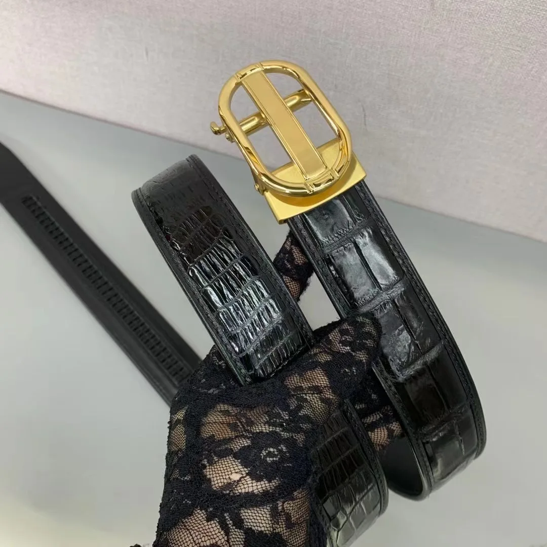 Real Authentic Skin Gold All-Over Genuine World Best Alligator ~ Gator Skin Belt main image 1