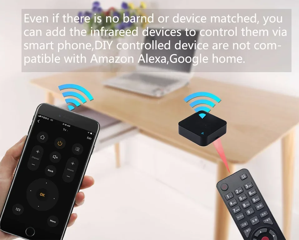 IR-Fernbedienung Smart WiFi Universal Infrarot Tuya für Smart Home Steuerung von TV, DVD, AUD, AC. Kompatibel mit Amz Alexa und Google Home. – Detail 10