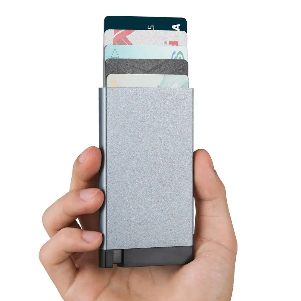 Aluminum Alloy Credit Card Holder Automatic Pop Up RFID Card Case Anti-theft Wallet Anti-magnetic ID Protector Purse