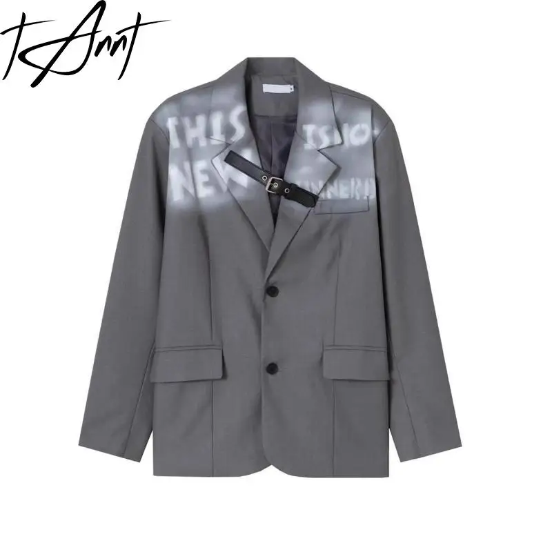 

Tannt Women Blazer Patchwork Asymmetry Gray Women Blazers And Jackets Bandages Irregular Chic And Elegant Woman Jacket 2023 New