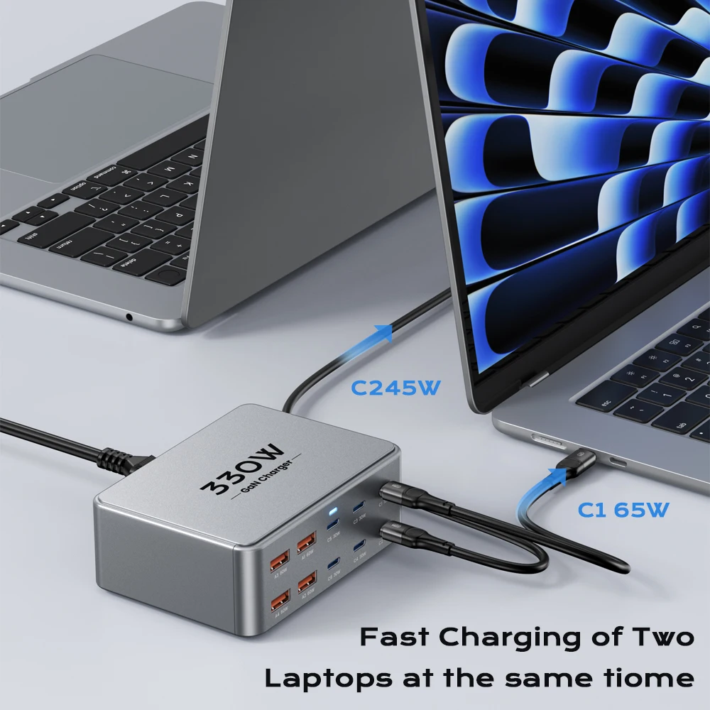 330W GaN 10-Port stazione di ricarica rapida PD 3.0 Hub di