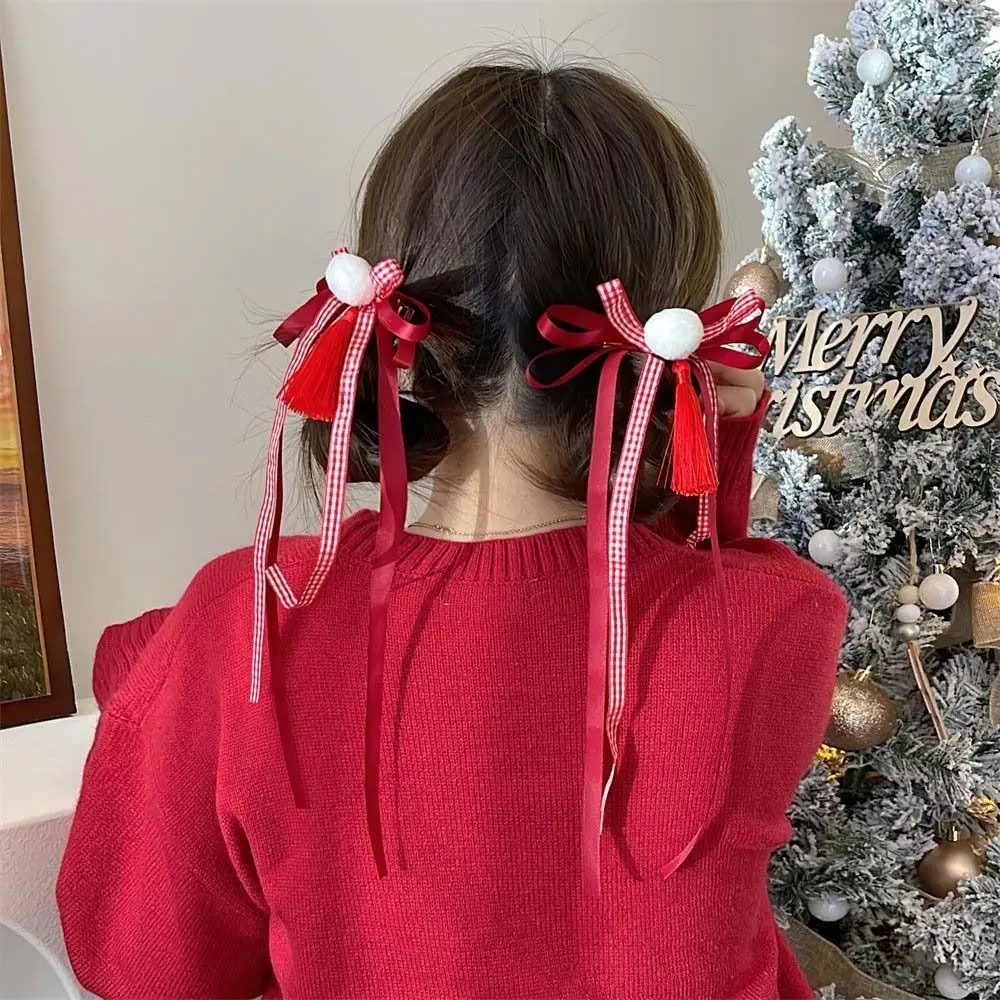 

Korean Plaid Bowknot Hair Clips Plush Bow Hair Rope Barrettes Women Bow Duckbill Clip HairpinsPonytail Holder Scrunchines