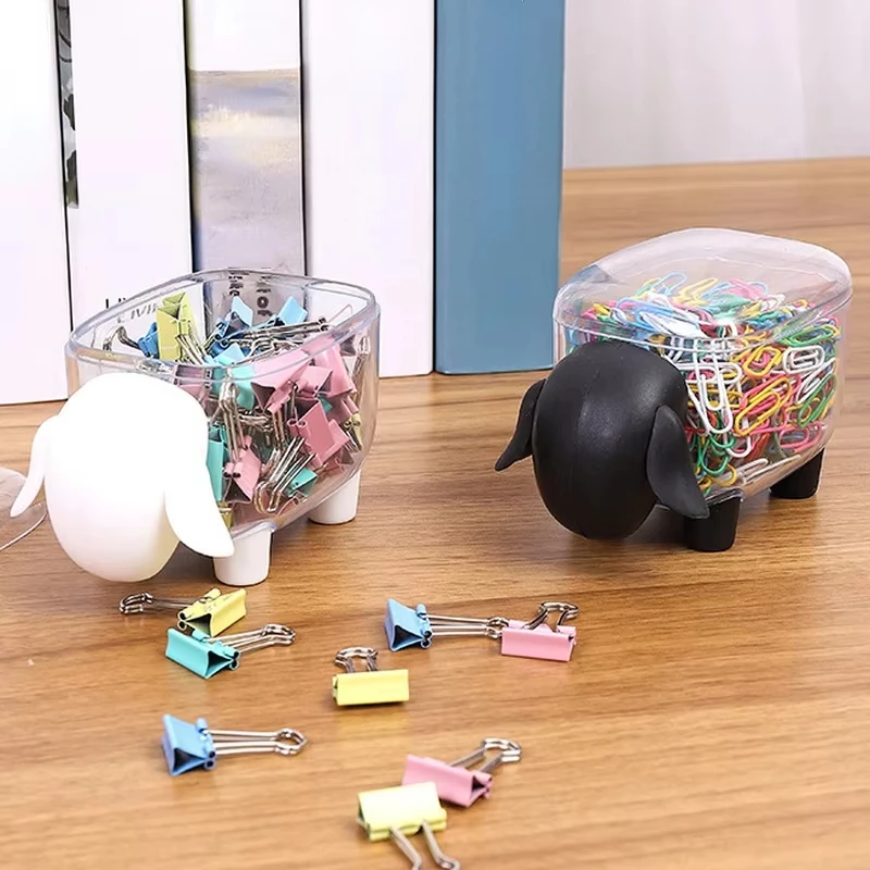 Acrylic Sheep Clips Holder Box Cotton Swabs Buds Organizer Transparent Toothpick Paper Clip Cards Storage Box Dispenser Case
