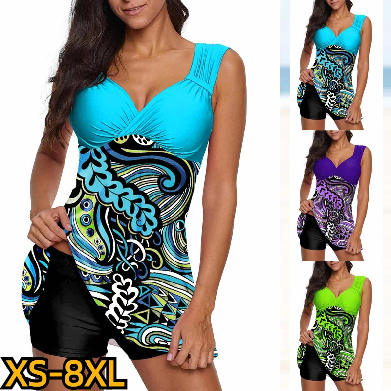 

2023 New Swimwear Fashion Print Beachwear Summer Female Fashion Swimwear High Waist Sexy Monokini Women's Two Piece Tankini