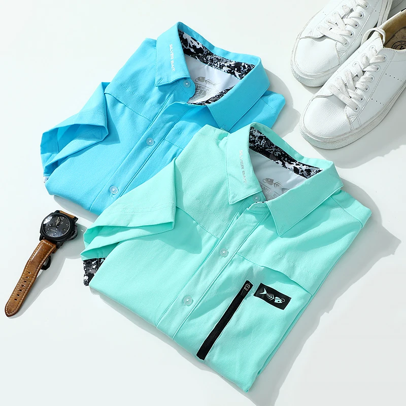 Fishing Shirts Men Short Sleeve Uv Protection Mens Outdoor Breathable Quick Dry Fishing Clothing Man Shirts Plus Size