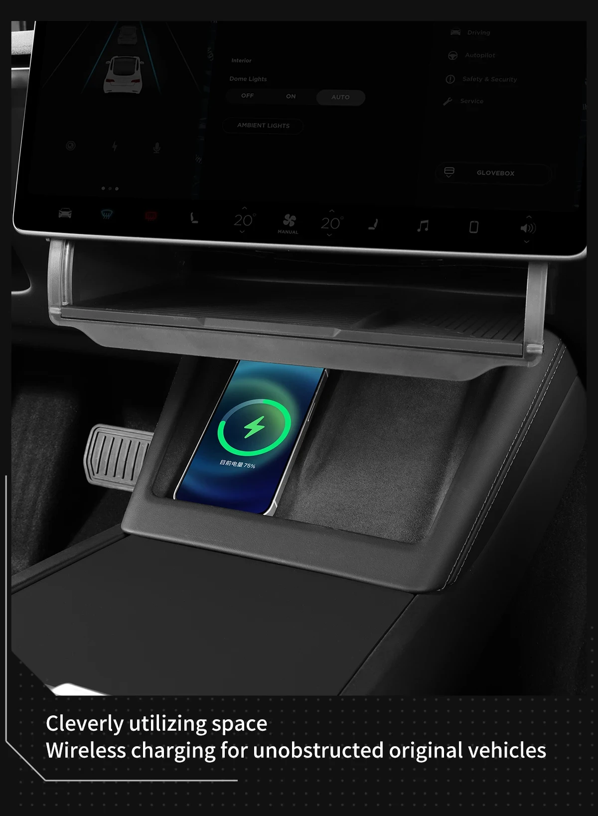 For Tesla Model Y Juniper 2026 Model 3 Highland 2025 Under-Screen Hidden Storage Box Behind Screen Center Console Organizer Case