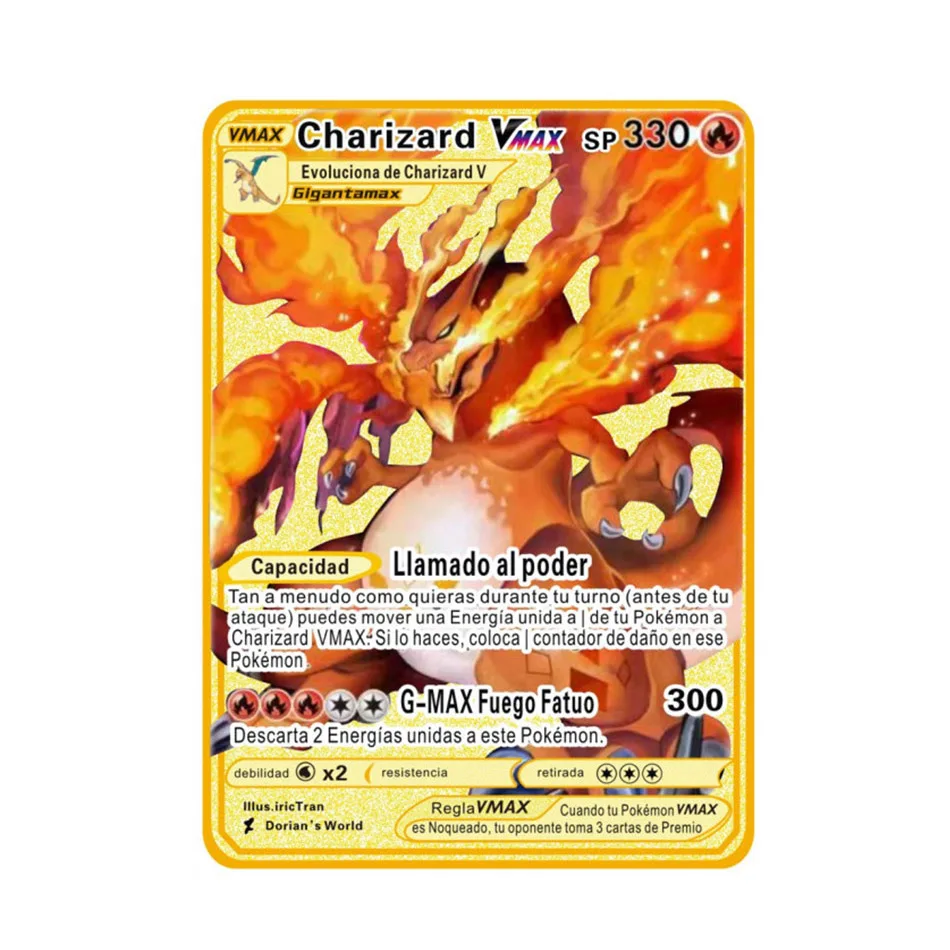 10000PS Arceus Vmax Pokemon Cards Metal Spanish Cards Pikachu Charizard  Vstar Golden Limited Kids Gift Game Collection Cards