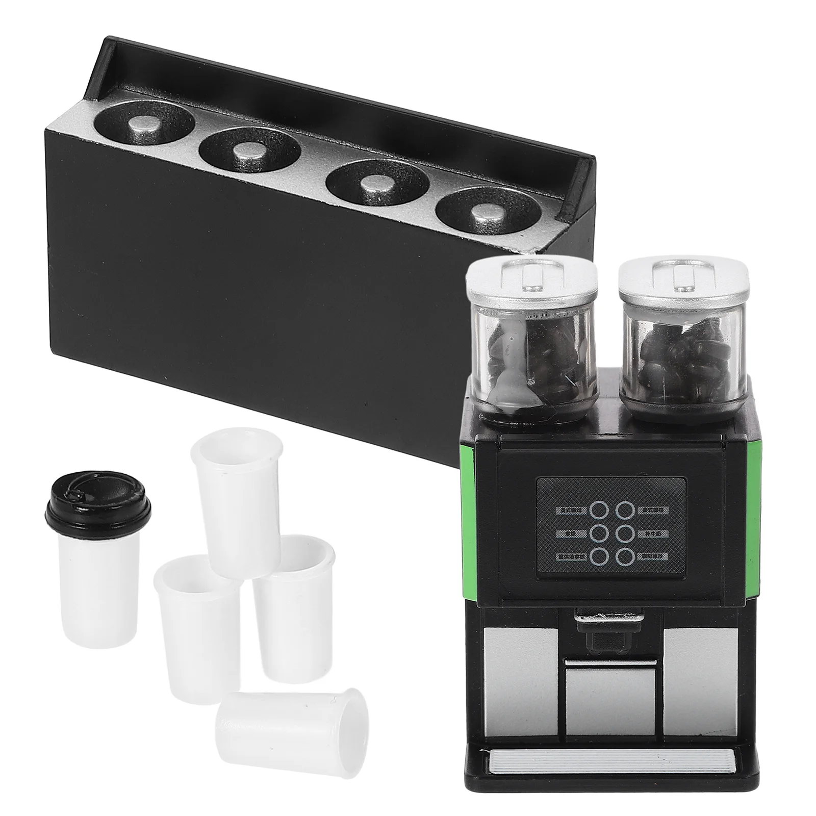 

Miniature Coffee Maker Cups Set Plastic Dollhouse Espresso Machine Coffee Cups Toys Playset Kids Pretend Play Accessories