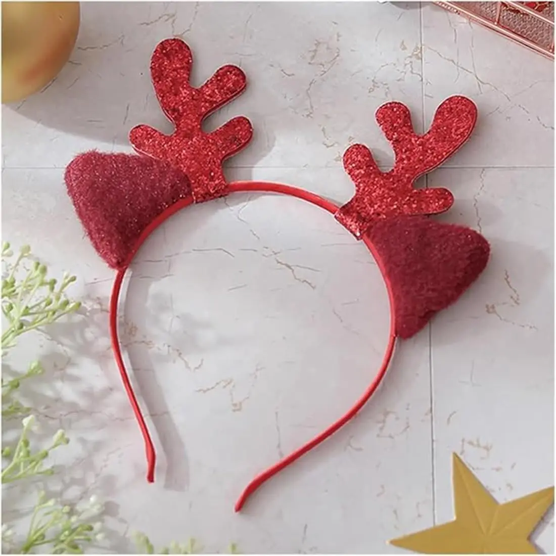 1PC Christmas Reindeer Antlers Headbands, Furry Xmas Deer , Festive Hair Accessories For Christmas Party&New Year