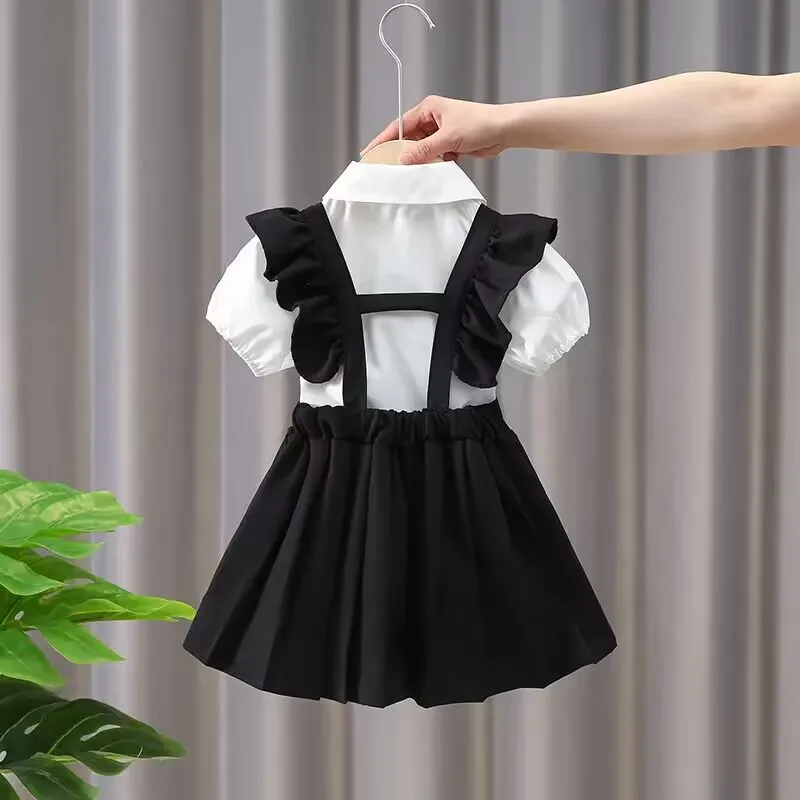 Generisch Pantalons Chaînes Enfant Bébé Fille Printemps Été Imprimé Manches Courtes Princesse Robe Latine Fille, Bleu, 2-3 Ans