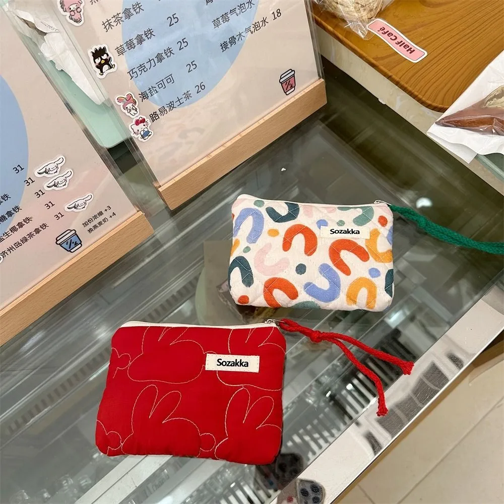 Flower Pattern Coin Purses Cotton Coin Wallet Lady Girls Earphone Key Money Storage Bag Zipper Pouch