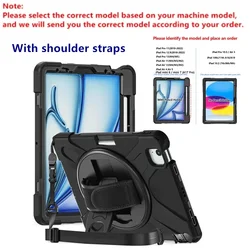 Colorful Protective Kids Tablet Stand Case - Durable Cover for iPad Mini 6 7 8.3 - in (Black With Straps)
