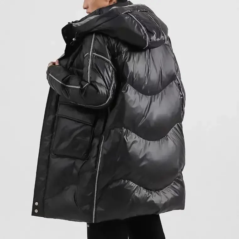 Description Picture 2 of itemMen's Down Jacket Parkas Medium Length White Duck Winter s for Men Hooded Puffer Loose Thickened Warm Fashion