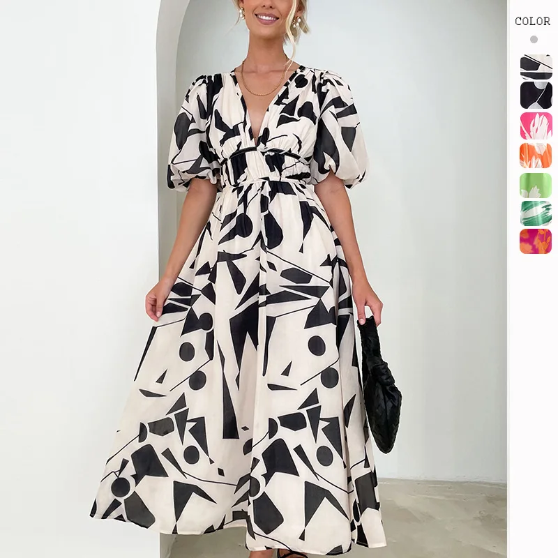 

High Quality 2024 Sexy Women Clothes Female Print Zipper Style Dress Beautiful Pleated Skirt Spring Summer Traf Y2ak Party Girl