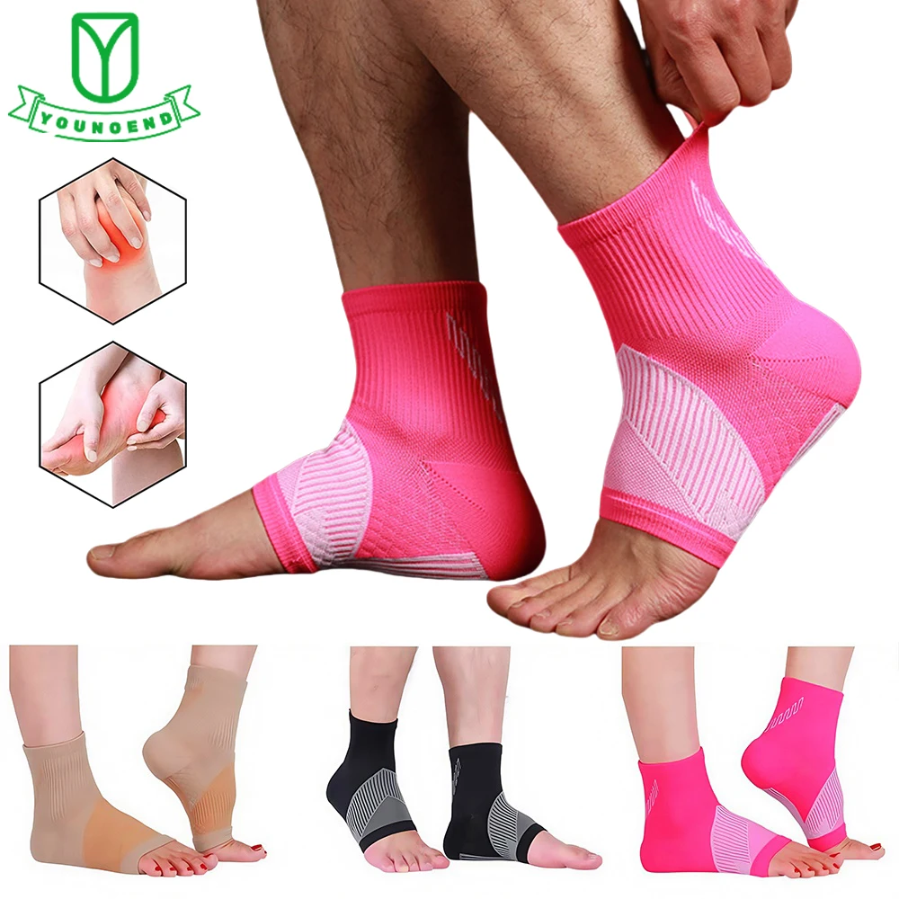 1Pair Ankle Compression Sleeve Socks Brace with Arch Support