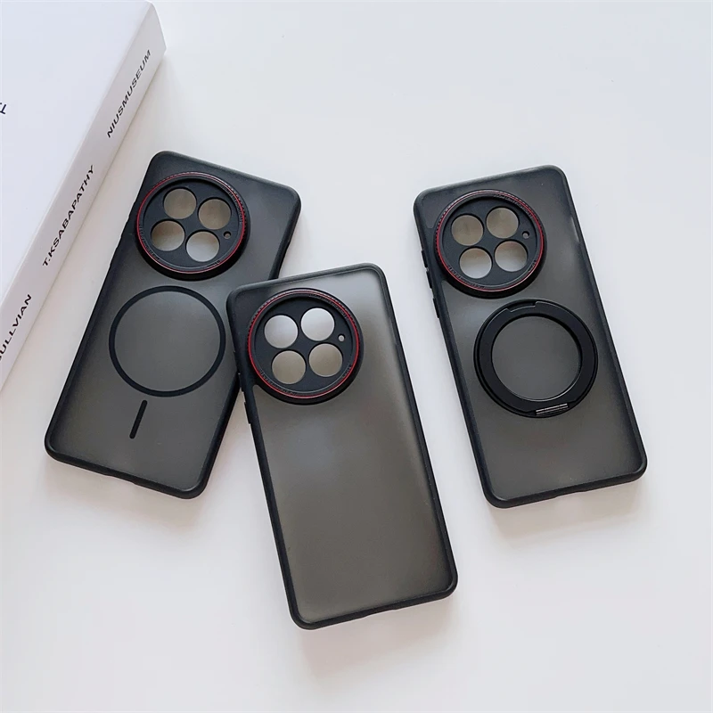 Luxury Matte Magnetic Wireless Charging Case Cover with Bracket Holder