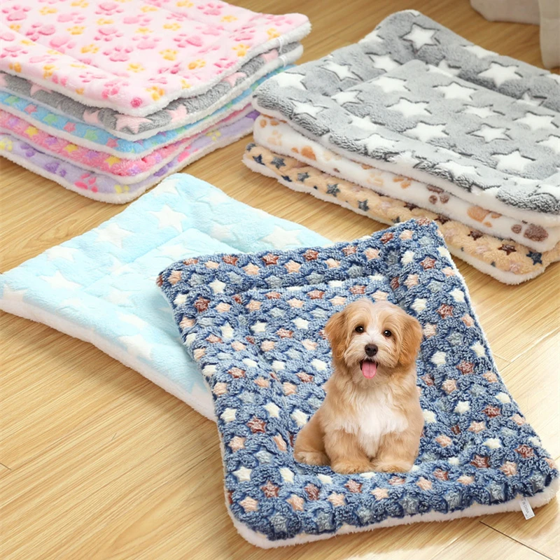 Dropship Dog Bed Thickened Mat Pet Cat Soft Fleece Pad Blanket Mat Cushion Home Washable Rug Keep Warm Pet Supplies cama perro