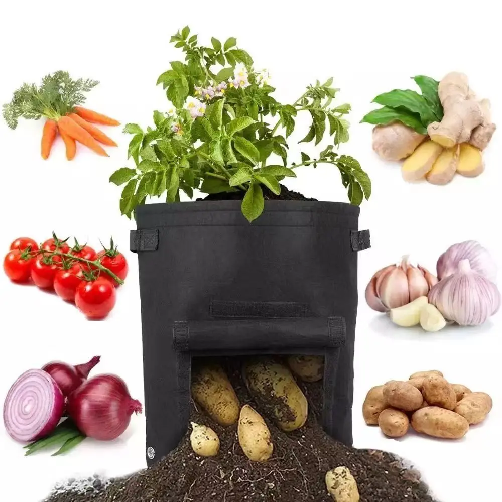 2Pcs Bags Garden Pots Planters Vegetable Planting Bags Grow Bag Farm Home Garden Tool Potato Cultivation Planting Woven Fabric
