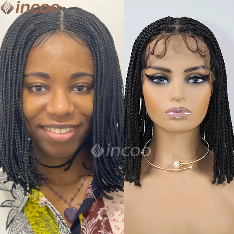 

Full Lace Frontal Box Braid Wig Short Bob Braided Wigs Hd Lace Front Bob Wigs 10 Inch Synthetic Box Braiding Hair Wigs For Women