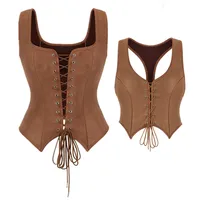 Corset en daim Vintage pour femmes médiévales, haut de Pirate victorien, gilet de dame, Costume de Cosplay Renaissance d'halloween 1